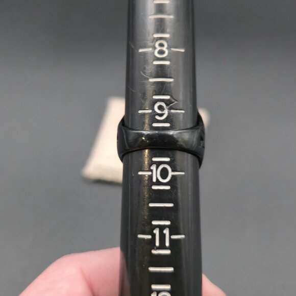 Size 9.5 Black Plated Black Stone Scrolled Accents Ring A7035 - Picture 6 of 8